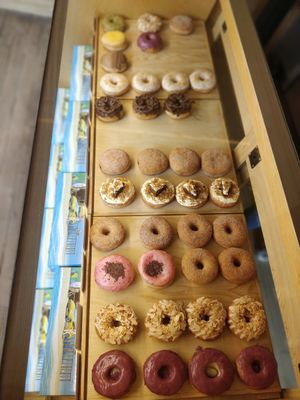 Donut selection at Dreamwave Donuts in Canggu