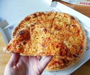 Italian style pizza Margherita with vegan cheese  at Pizza Mann in Innsbruck