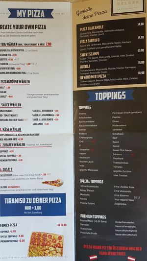 Speisekarte at Pizza Mann in Innsbruck