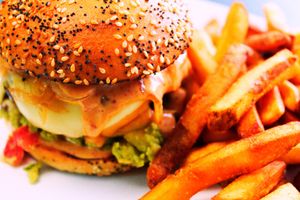 Vegan Guac N Roll Burger at Good Roots Natural Market in Haverstraw