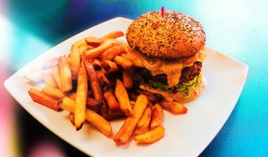 Vegan Guac N Roll Burger at Good Roots Natural Market in Haverstraw