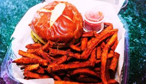 Vegan Guac N Roll Burger at Good Roots Natural Market in Haverstraw