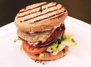 The Spanish Flair Vegan Tofu Sandwich  at Good Roots Natural Market in Haverstraw