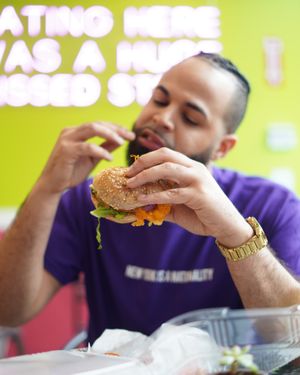 The Vegan Classic Burger at Good Roots Natural Market in Haverstraw