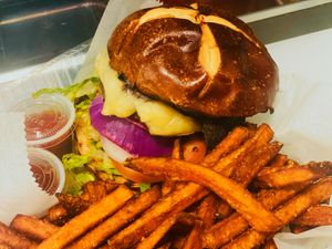 Portobello and Beyond Burger - Juice Bar & Vegan Food - Rockland County, NY at Good Roots Natural Market in Haverstraw