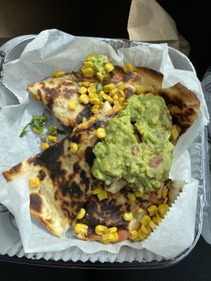 Vegan quesadilla  at Good Roots Natural Market in Haverstraw