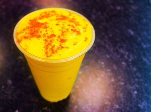 Golden Milk Smoothie at Good Roots Natural Market in Haverstraw