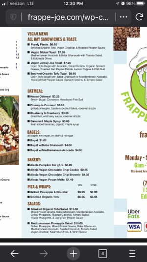 Vegan Menu #Veganuary at Frappe Joe in Edison