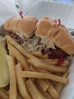 Vegan Meatball Sub. Pretty good! So grateful to have this option in this area of Ventura. 🌱 at Danny's Deli & Grill in Ventura