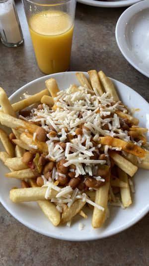 Vegan chili “cheese" fries at Danny's Deli & Grill in Ventura