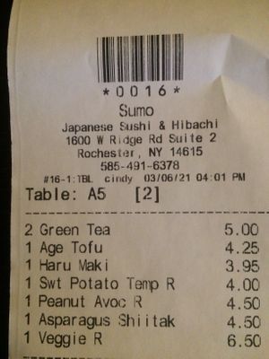 Bill, hot tea has free refills at SUMO in Rochester