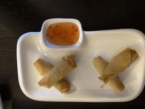 2 spring rolls sliced in half - haru maki at SUMO in Rochester