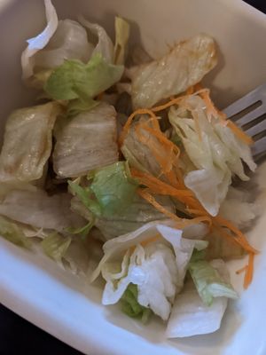 Salad with no dressing (has mayo) but topped with a lil soy sauce and ginger at SUMO in Rochester