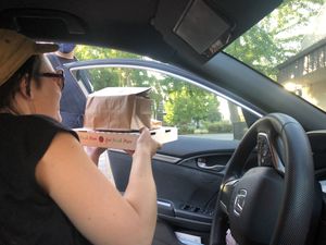 Car door delivery!  at Pizza Riot in Chico