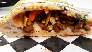 Stuffed calzone at Pizza Riot in Chico