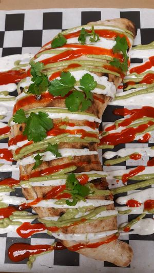 Super drizzled calzone! at Pizza Riot in Chico