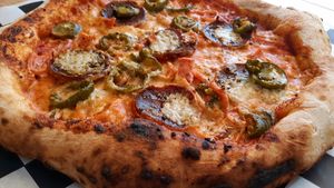 The PB&J! Pepperoni, Bacun and Jalapenos! at Pizza Riot in Chico