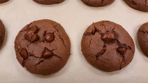 Double chocolate brownie cookies  at Pizza Riot in Chico