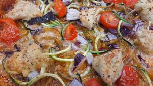 Veggie art at Pizza Riot in Chico