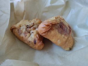 Vegetable and 'Beef' filled pastries at De Patchka in Amsterdam