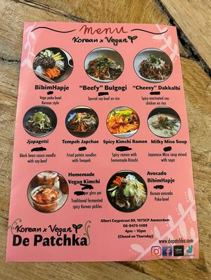 menu  at De Patchka in Amsterdam