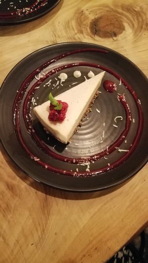 raw raspberry white chocolate cheesecake at Yong Green Food in Fitzroy