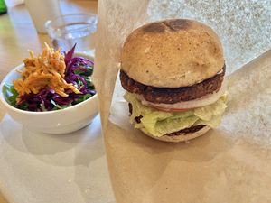 Regular burger with salad #Veganuary at NICE in Fukuoka