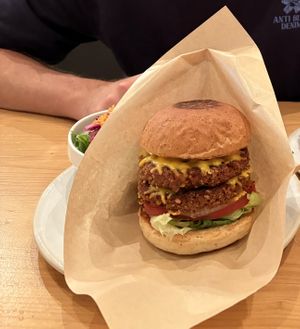 Double cheese burger  at NICE in Fukuoka