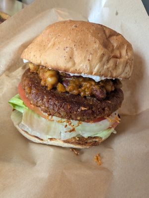 Beans and cheese burger. So good! at NICE in Fukuoka