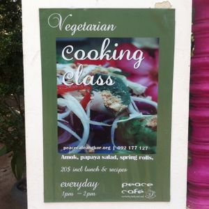 Vegetarian cooking class daily at 1pm at Peace Cafe in Siem Reap