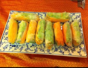 Fresh spring rolls (made in cooking class) at Peace Cafe in Siem Reap