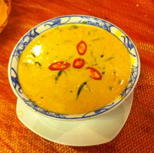 Amok (made in cooking class) at Peace Cafe in Siem Reap