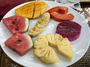 Tropical fruit plate, $2.75  at Peace Cafe in Siem Reap