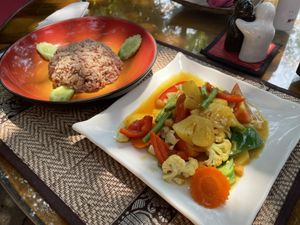 Pineapple chickpea stir-fry, $4  at Peace Cafe in Siem Reap