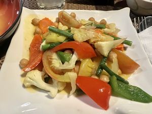 Veg and chickpeas   at Peace Cafe in Siem Reap