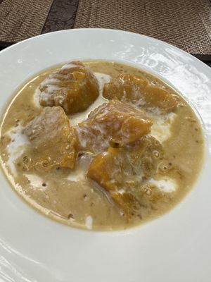 Pumpkin desert was soooo good but filling !  at Peace Cafe in Siem Reap