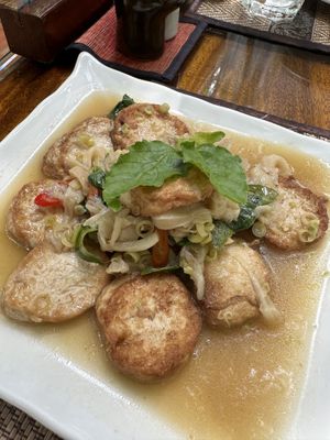 Tofu lemongrass was amazing !  at Peace Cafe in Siem Reap