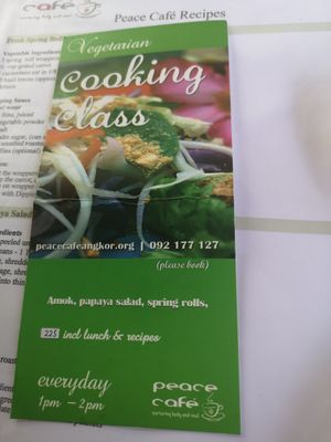 The picture with the 3 dishes was a result of the 1 hour cooking class, well worth the money at Peace Cafe in Siem Reap