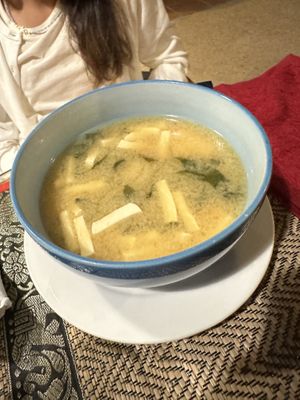 The biggest bowl of vegan miso soup   at Peace Cafe in Siem Reap