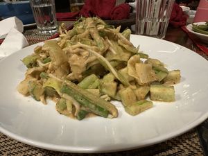 Vegan Gado Gado salad (warm and tasty)  at Peace Cafe in Siem Reap
