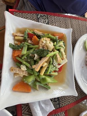 Stir Fried Vegetables with Tofu  at Peace Cafe in Siem Reap