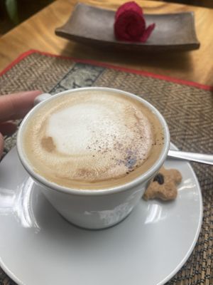 Cappuccino with soy milk  at Peace Cafe in Siem Reap
