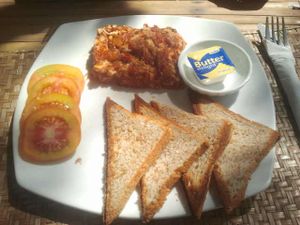 Scrambled tofu, $2.5 at Peace Cafe in Siem Reap