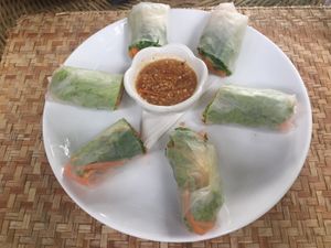 Vegan Spring rolls  at Peace Cafe in Siem Reap