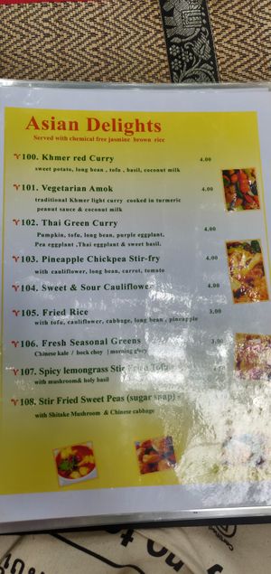 Menu at Peace Cafe in Siem Reap