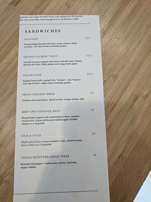 Cafe menu 2 at Garden Food Bar & Lounge in Halifax