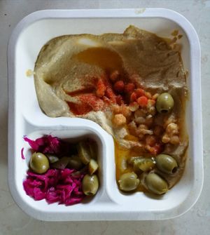 hummus with pickled vegetables at Falafel etc in Zagreb
