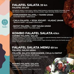 The menu - page 2 at Falafel etc in Zagreb
