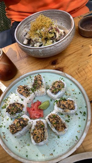 Ringo y Ceviche de hongos  at Let it V - plant based in Buenos Aires