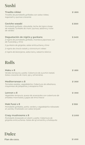 Carta  at Let it V - plant based in Buenos Aires